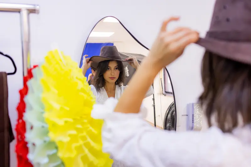 Make-up and wardrobe before shooting